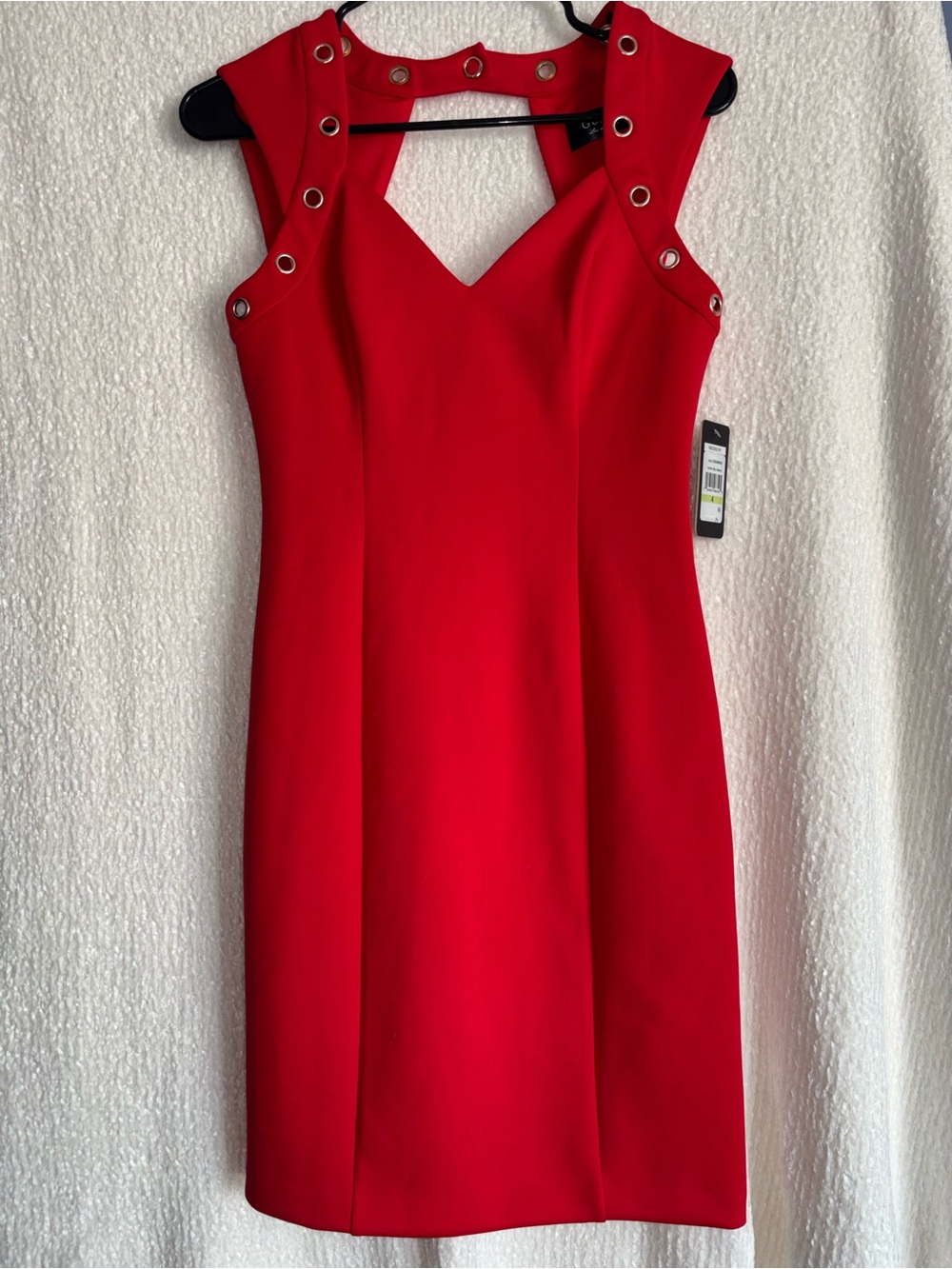 Guess Red Grommet-Trim Sleeveless Sheath Dress